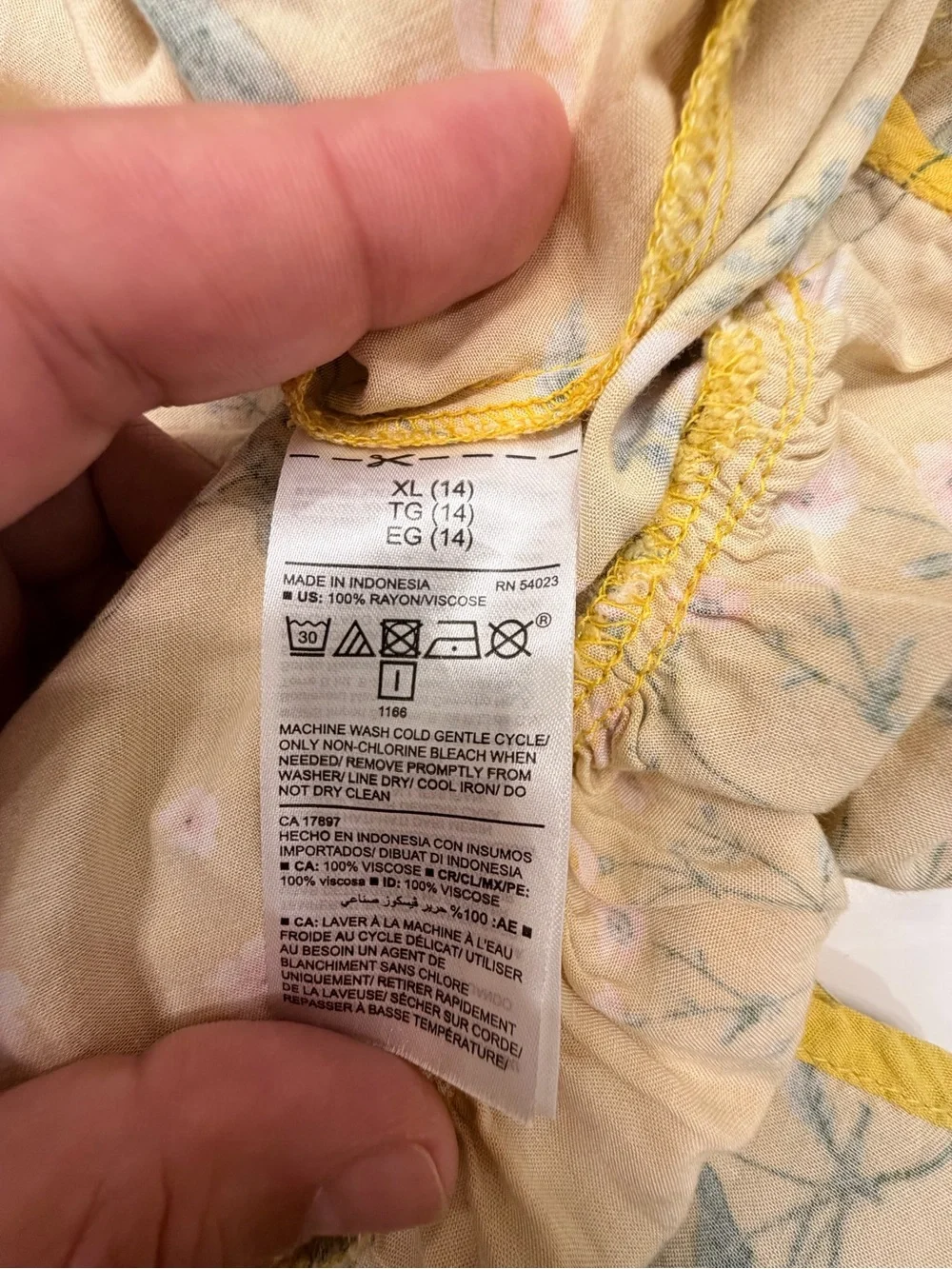 Old Navy Girls Yellow Floral Tiered Dress XL 14